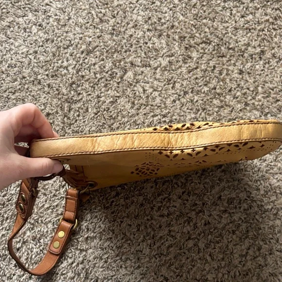 Fossil Brown Leather Cutout Shoulder Bag - Picture 10 of 16